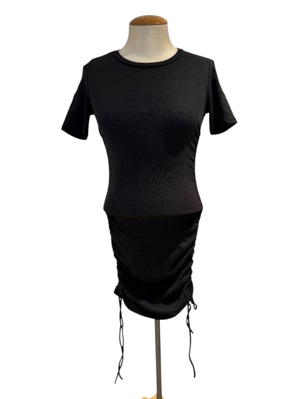 ZARA grey ribbed short sleeve bodycon midi dress - size s